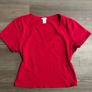 Bozzolo Vibrant Red V-Neck Short Sleeve Tee